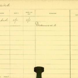 Staff Card - Baird, W - employed 1909