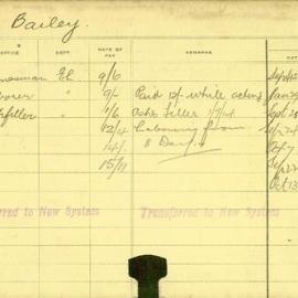 Staff Card - Bailey, E - employed 1913-1919