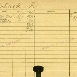 Staff Card - Aulsebrook, R - employed 1919-1920