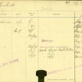 Staff Card - Auld, J - employed 1912-1919