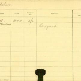 Staff Card - Asher, H - employed 1910