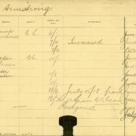 Staff Card - Armstrong, N - employed 1908-1919