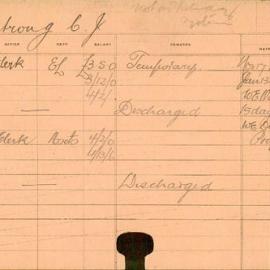 Staff Card - Armstrong, CJ - employed 1916-1919