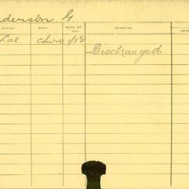 Staff Card - Anderson, G - employed 1916