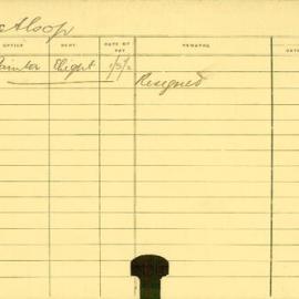 Staff Card - Alsop, F - employed 1915