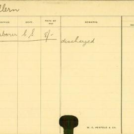 Staff Card - Allern, R - employed 1913