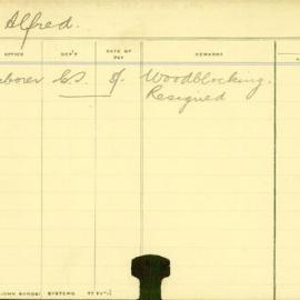 Staff Card - Alfred, E - employed 1911