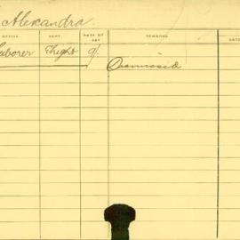 Staff Card - Alexandra, C - employed 1915
