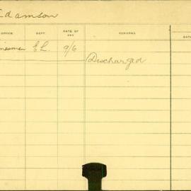 Staff Card - Adamson, A - employed 1913
