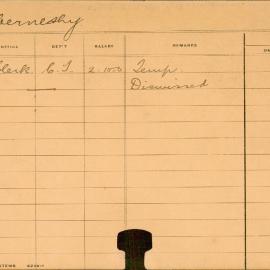 Staff Card - Aberneshy, J - employed 1913