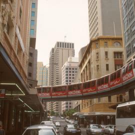 Monorail running along the track,Liverpool Street Sydney, 2000
