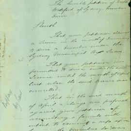 Joseph Watsford's petition for renewal of license. John Hand; Waterloo; John Andrew; Redfern; Mr T