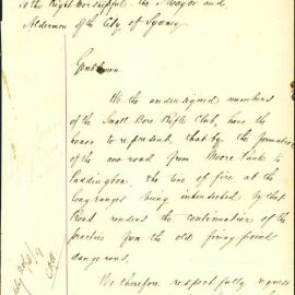 Petition - Small Bore Rifle Club requesting use of park for firing, Moore Park, 1869