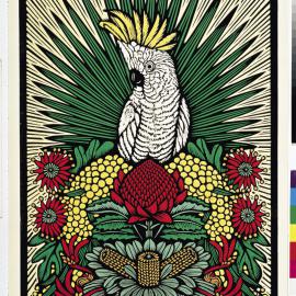 Woodblock print - Cockatoo by Bruce Goold, 2003