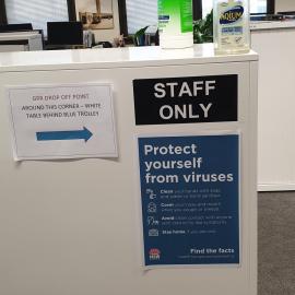 NSW Health hygiene sign in office, during the COVID 19 pandemic, 2020