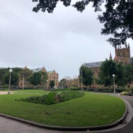 Hyde Park Sydney, deserted during Covid-19 pandemic, 2020