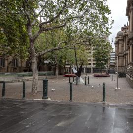 George Street Sydney facing an empty Sydney Square during Covid-19 pandemic, 2020