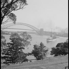 Sydney Harbour Bridge from Yurong Precinct, The Domain, Sydney, 1937