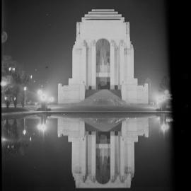 Anzac Memorial, Hyde Park by night, Liverpool Street Sydney, circa 1937