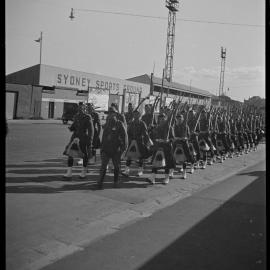 Kilties' marching band, Sydney Sports Ground, Moore Park Road Moore Park, 1937