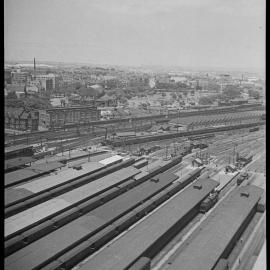 View from Central Railway Station clock tower over Prince Alfred Park, Haymarket, 1937