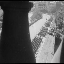 AIF troops marching, Central Station, Railway Colonnade Drive Haymarket, 1940