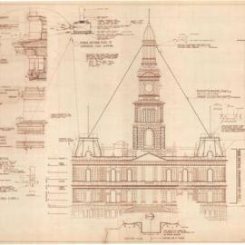 Plan - Elevations - Restoration of Sydney Town Hall, George Street Sydney, 1991