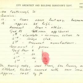 Building Survey Card - 134 Castlereagh Street Sydney