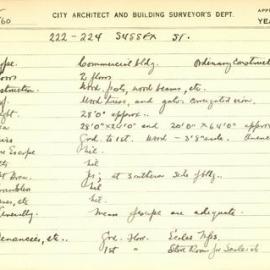 Building Survey Card - 222-224 Sussex Street Sydney