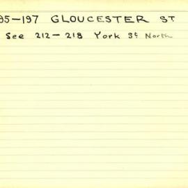 Building Survey Card - 195-197 Gloucester Street The Rocks, see 212-218 York Street North