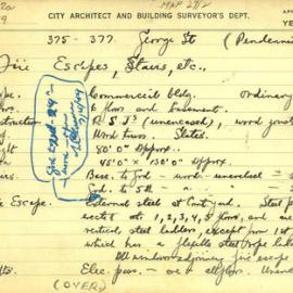 Building Survey Card - 375-377 George Street Sydney