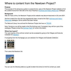Guide - Where is content from the Newtown Project?