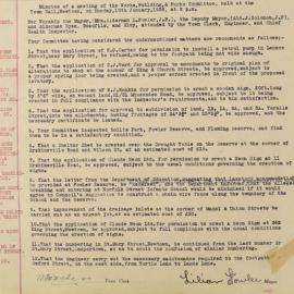 Minutes of the Works, Building and Parks Committee, 1938 [Newtown Municipal Council]