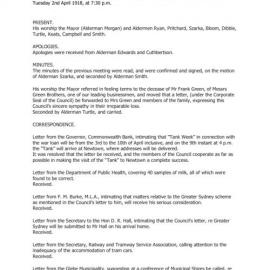 Transcript, Minutes of Council, Apr 1918 [Newtown Municipal Council]