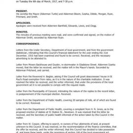 Transcript, Minutes of Council, Mar 1917 [Newtown Municipal Council]