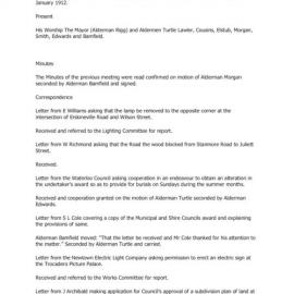 Transcript, Minutes of Council, Jan 1912 [Newtown Municipal Council]