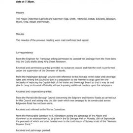 Transcript, Miunutes of Council, Sep 1904 [Newtown Municipal Council]