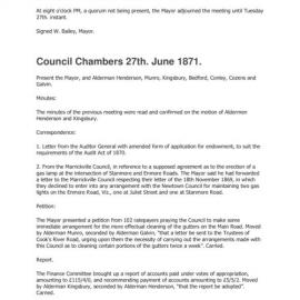 Transcript, Minutes of Council, Jun 1871 [Newtown Municipal Council]