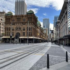 Looking north down a deserted George Street during Covid-19 Pandemic, 2021