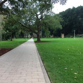 A lone walker in a deserted Victoria Park, during Covid-19 pandemic, 2020