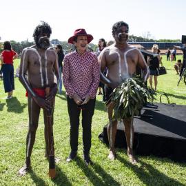 Lord Mayor Clover Moore with First Nations representatives at Harold Park, Forest Lodge, 2018