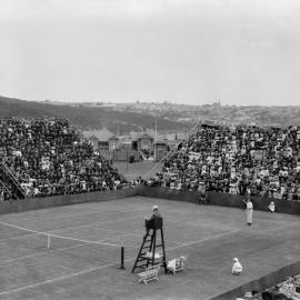 Tennis match, White City or Lawn Tennis Association courts in Rushcutters Bay, no date