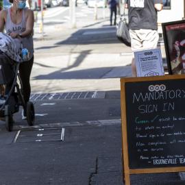 Requirements to check in and show vaccination status during Covid-19 pandemic, Erskineville Road Erskineville, 2021