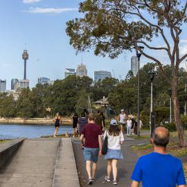 People exercising along Glebe Foreshore during Covid-19 lockdown, Glebe Point Road Glebe, 2021