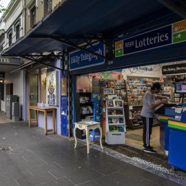 Newsagent operating during Sydney's lockdown, Harris Street Pyrmont, 2021