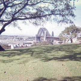 Sydney Harbour Bridge from Observatory Hill Park, Millers Point, 1963