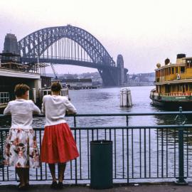 Three women at Circular Quay, Sydney, circa 1960 