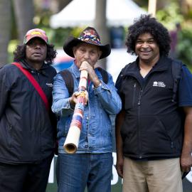 Digeridoo player at NAIDOC in the City, Hyde Park, 2013