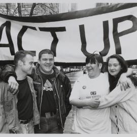 ACT UP demonstration, Pitt Street Mall Sydney, 1990