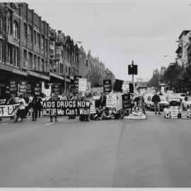 ACT UP protest against gatekeeping HIV/AIDS medications, Oxford Street Sydney, 1991